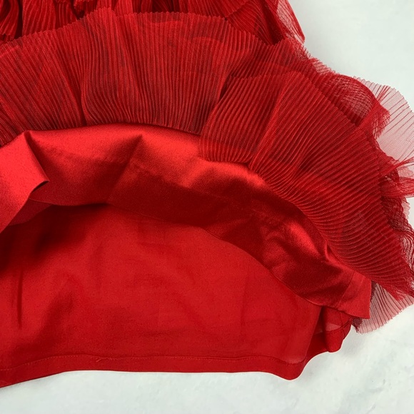 BCBG MAXAZRIA Mesh Sas Gardenia Dress Rio Red Ruffle Tiered Strapless Sz 8P - Picture 6 of 10